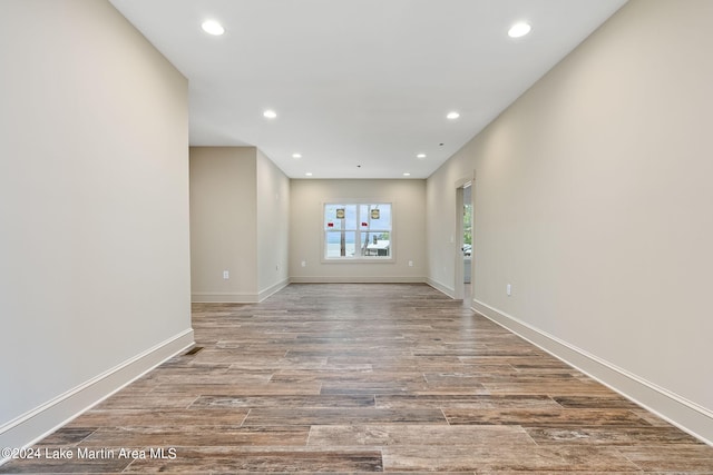 empty room with light wood-type flooring