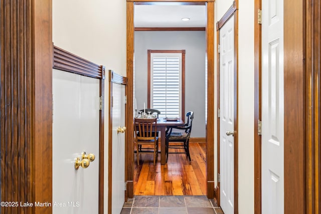 hallway with crown molding