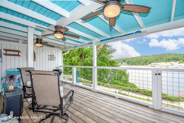 128 River Ridge Rd Unit B3, Alexander City, AL 35010 - wooden terrace with ceiling fan