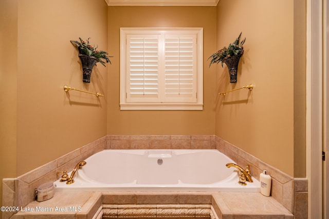 bathroom featuring tiled bath