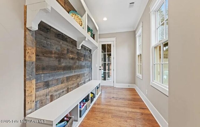 mudroom featuring light wood-type flooring