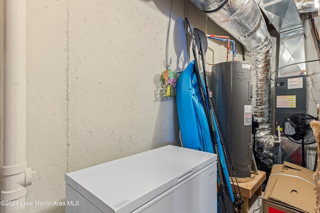 utility room with water heater