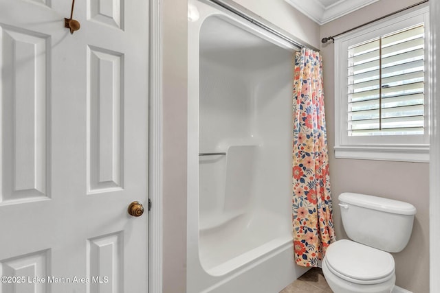 207 Mcdonald St, Dadeville, AL 36853 - full bath featuring ornamental molding, tile patterned flooring, and shower / bath combo with shower curtain