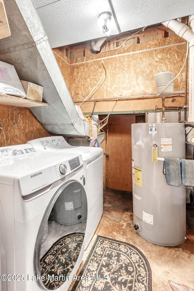 207 Mcdonald St, Dadeville, AL 36853 - laundry room featuring water heater and separate washer and dryer