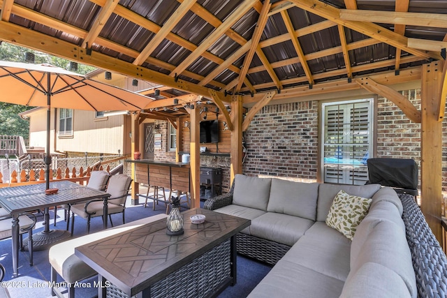 207 Mcdonald St, Dadeville, AL 36853 - view of patio / terrace with a gazebo and an outdoor hangout area