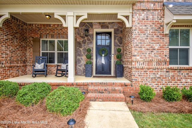 1520 Club Creek Dr, Auburn, AL 36830 - doorway to property with covered porch and brick siding