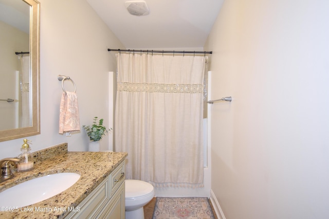 1520 Club Creek Dr, Auburn, AL 36830 - bathroom with visible vents, toilet, shower / bath combination with curtain, and vanity