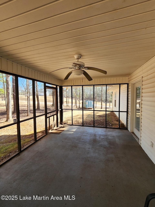 view of unfurnished sunroom