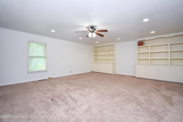485 Ridgeview Dr, Alexander City, AL 35010 - spare room featuring recessed lighting, ceiling fan, and light carpet