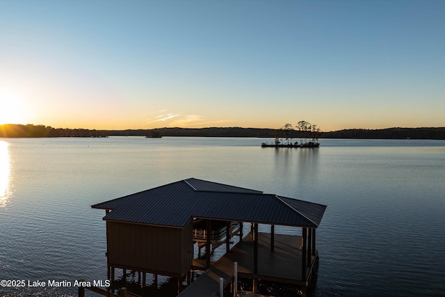 view of dock featuring a water view