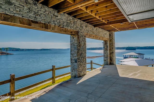 view of dock featuring a water view