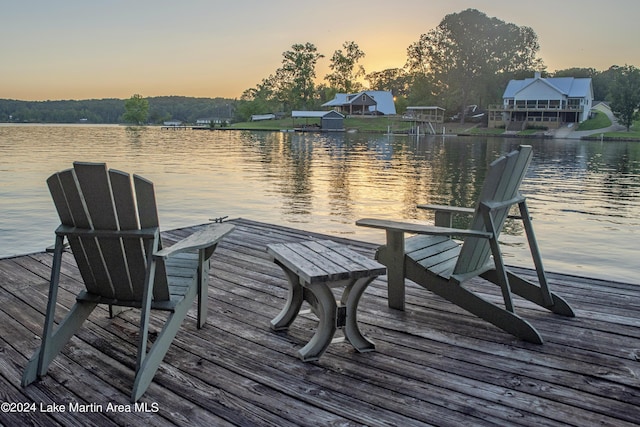 dock area featuring a water view