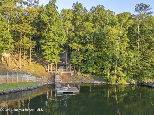 view of dock featuring a water view