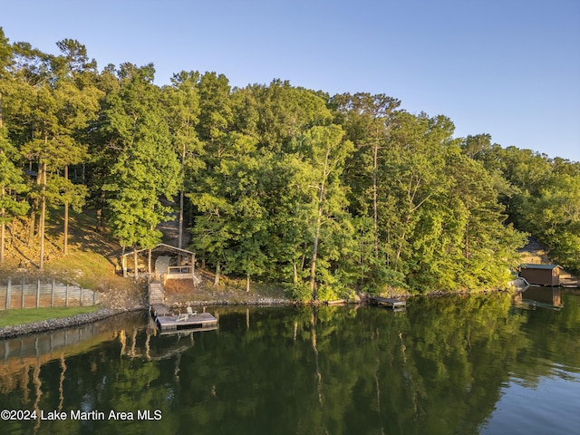 view of dock featuring a water view