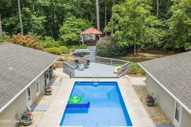 970 Raintree Dr, Alexander City, AL 35010 - swimming pool with a wooden deck, outdoor dining area, and a gazebo
