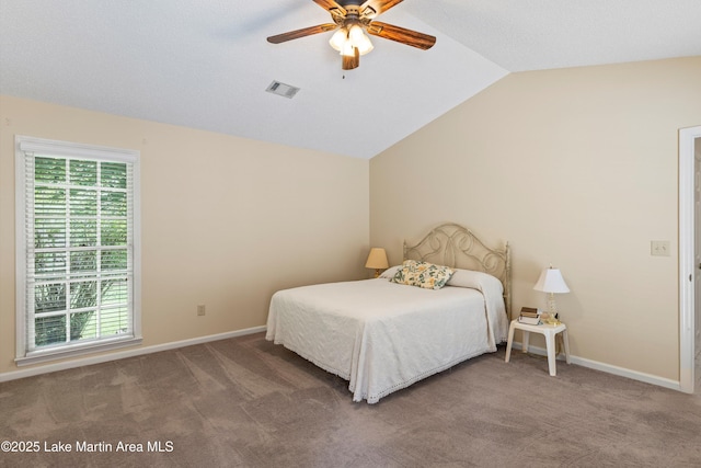 970 Raintree Dr, Alexander City, AL 35010 - carpeted bedroom with lofted ceiling and ceiling fan