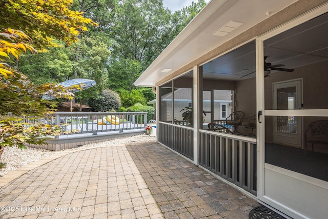 970 Raintree Dr, Alexander City, AL 35010 - view of patio / terrace featuring a sunroom and a ceiling fan