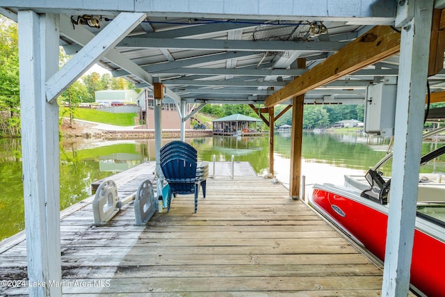 view of dock featuring a water view