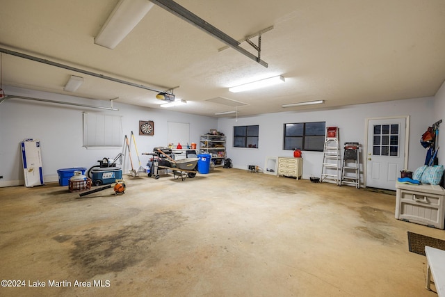 garage with a garage door opener