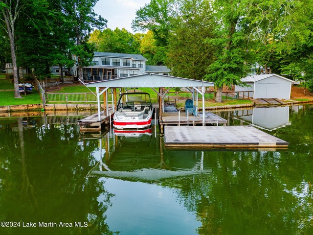 view of dock featuring a water view