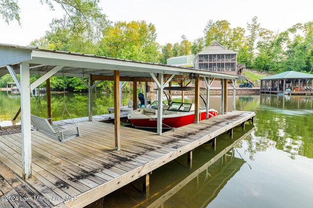 view of dock featuring a water view