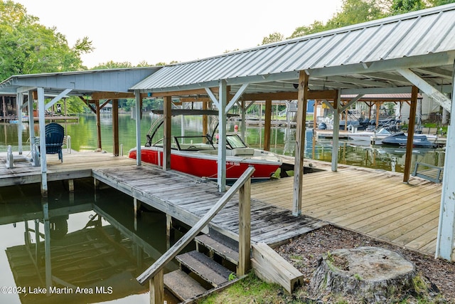 dock area featuring a water view