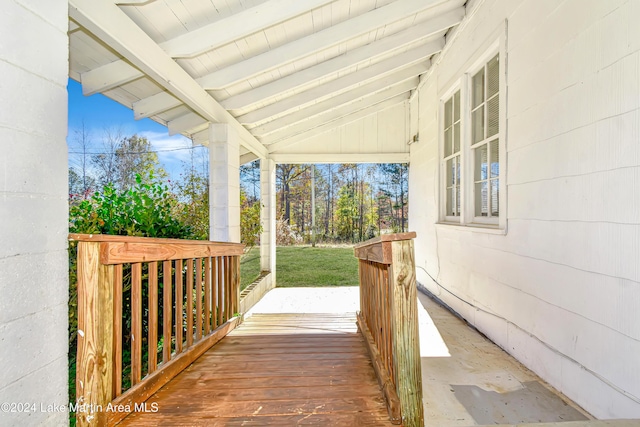 wooden terrace with covered porch