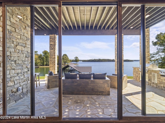 doorway with a water view