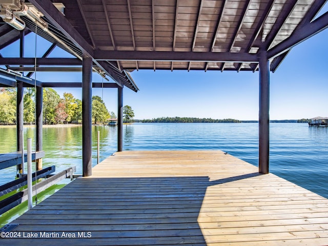 view of dock featuring a water view