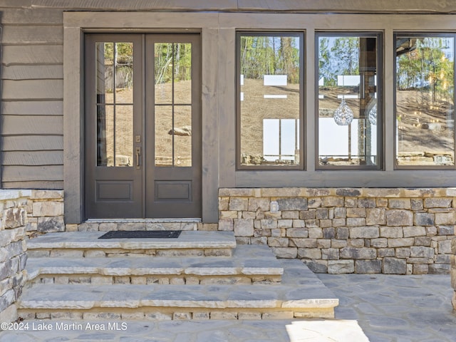 property entrance with french doors