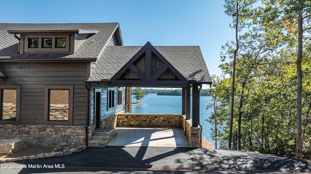 view of dock featuring a water view