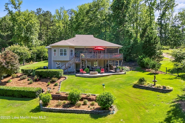 314 Daine Dr, Jacksons Gap, AL 36861 - back of house featuring stairs, a patio, and a deck