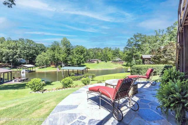 314 Daine Dr, Jacksons Gap, AL 36861 - view of patio featuring a water view and view of scattered trees