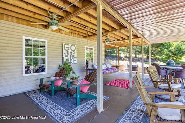 314 Daine Dr, Jacksons Gap, AL 36861 - wooden deck featuring a ceiling fan and a patio