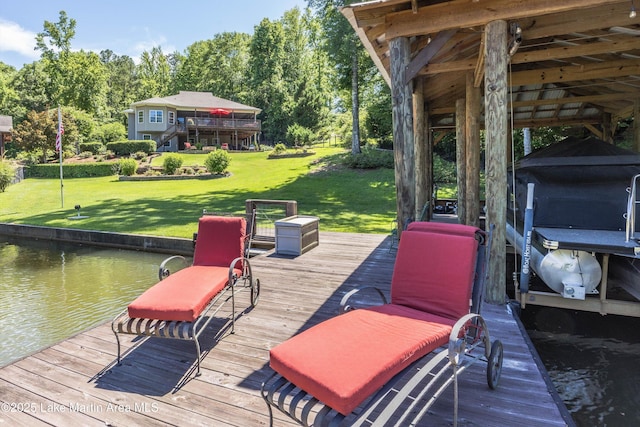 314 Daine Dr, Jacksons Gap, AL 36861 - dock area with a water view and a lawn