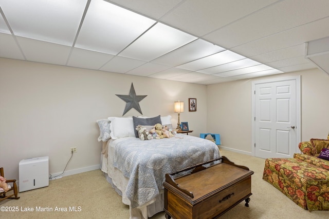 314 Daine Dr, Jacksons Gap, AL 36861 - carpeted bedroom featuring a drop ceiling and baseboards