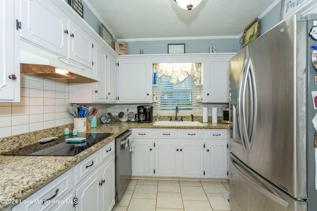 kitchen with white cabinetry, sink, and appliances with stainless steel finishes