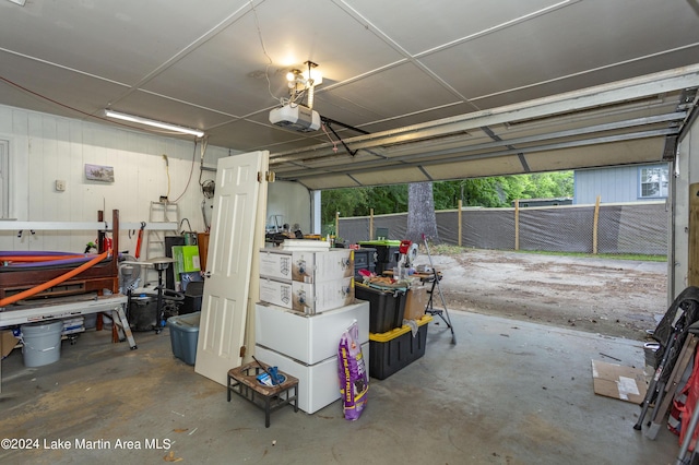 garage with a garage door opener