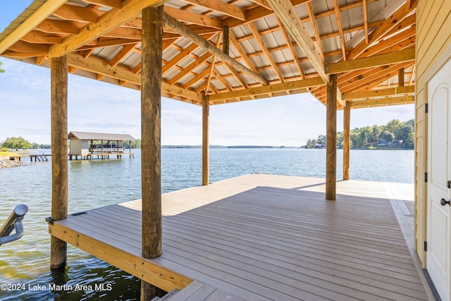 dock area featuring a water view