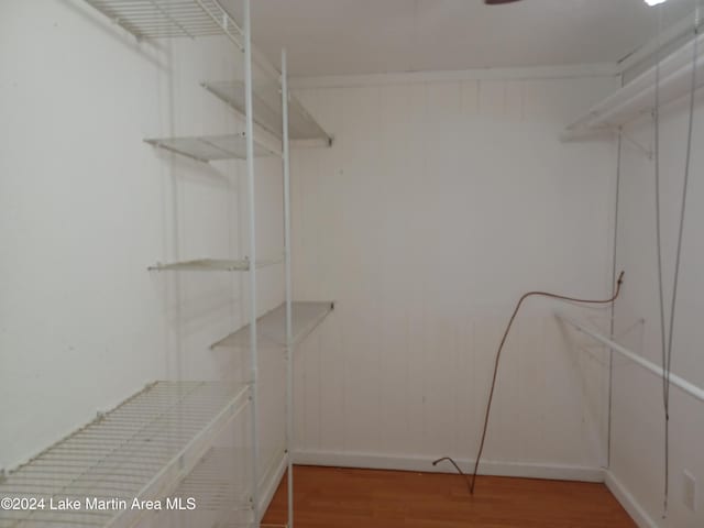 walk in closet featuring hardwood / wood-style flooring