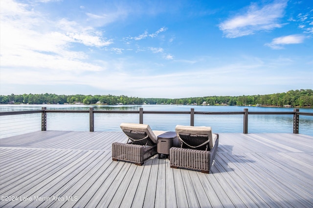 dock area featuring a water view