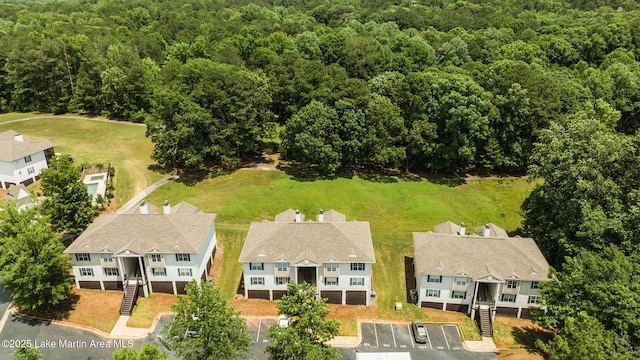 aerial view with a forest view