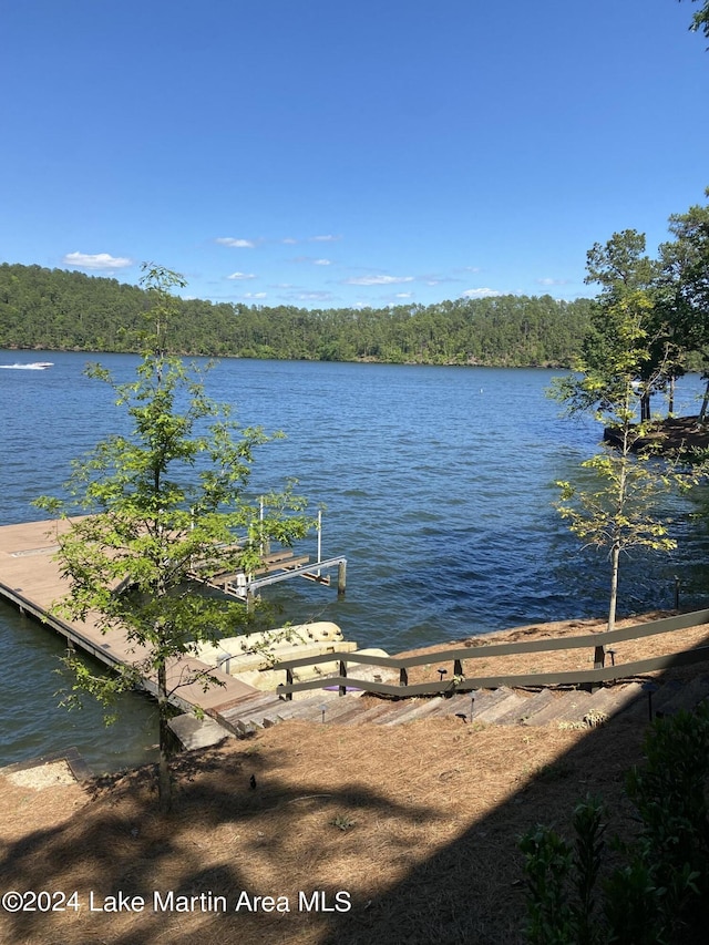 view of dock featuring a water view