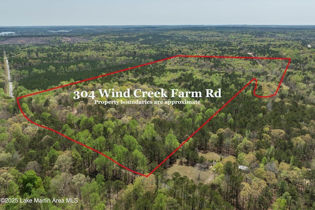 304 Wind Creek Farm Rd, Alexander City, AL 35010 - drone / aerial view featuring a wooded view