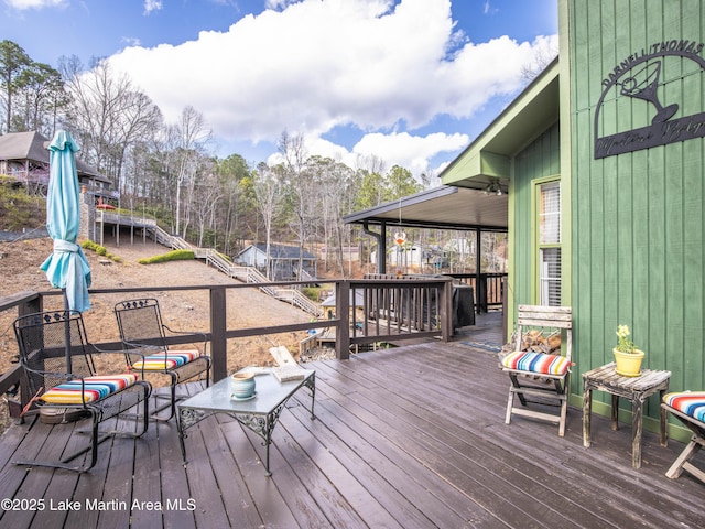 wooden deck with stairs