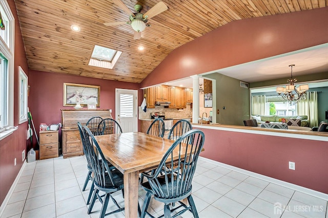 6 Zaydee Dr, Edison, NJ 08837 - dining room featuring lofted ceiling, light tile patterned flooring, a ceiling fan, a chandelier, and recessed lighting