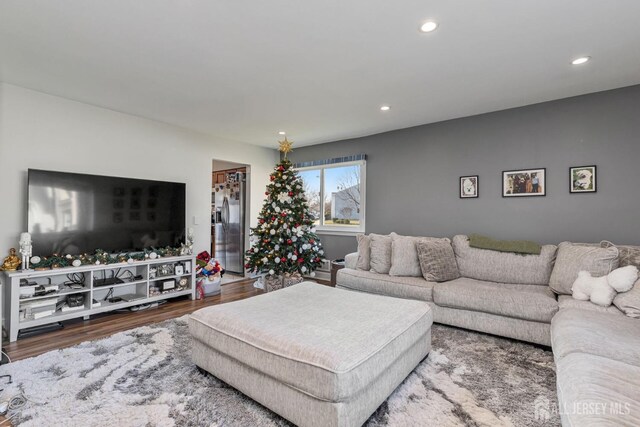 living room with hardwood / wood-style floors