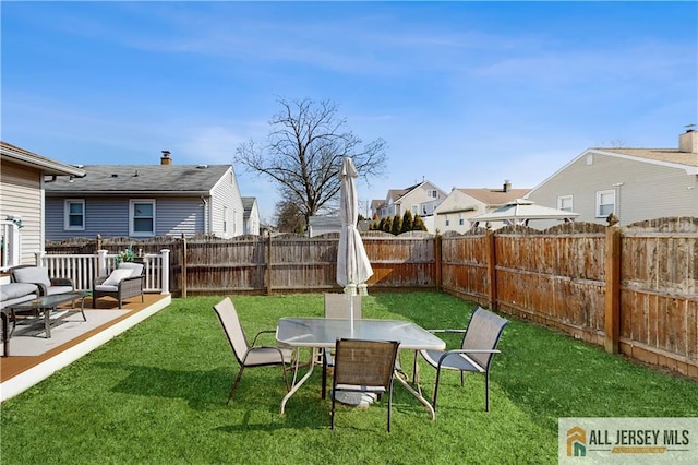 view of yard featuring a fenced backyard