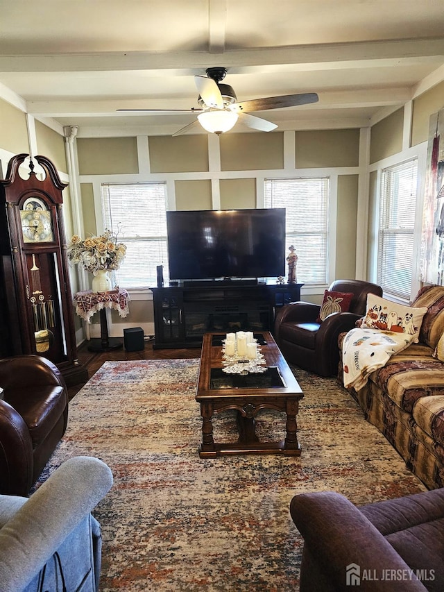 402 Raritan Ave, Middlesex, NJ 08846 - living room featuring a ceiling fan and wood finished floors