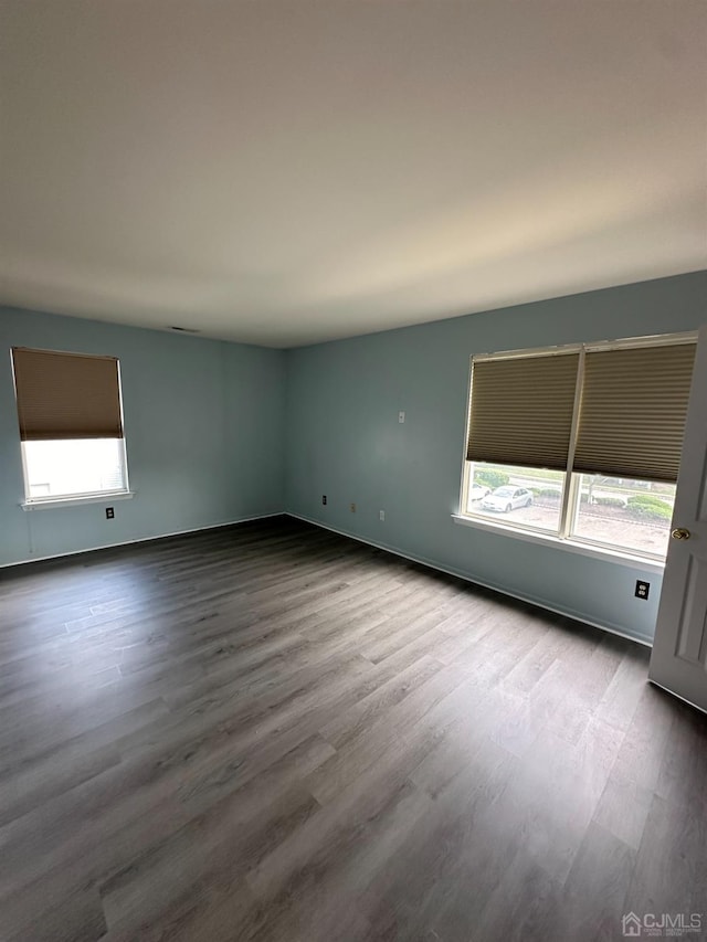 spare room featuring wood-type flooring